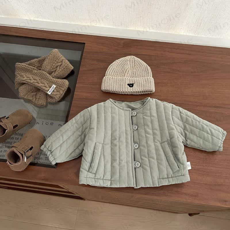 ベビー無地キルティングラウンドネックアウター - 緑 - 3～5歳 - image 3