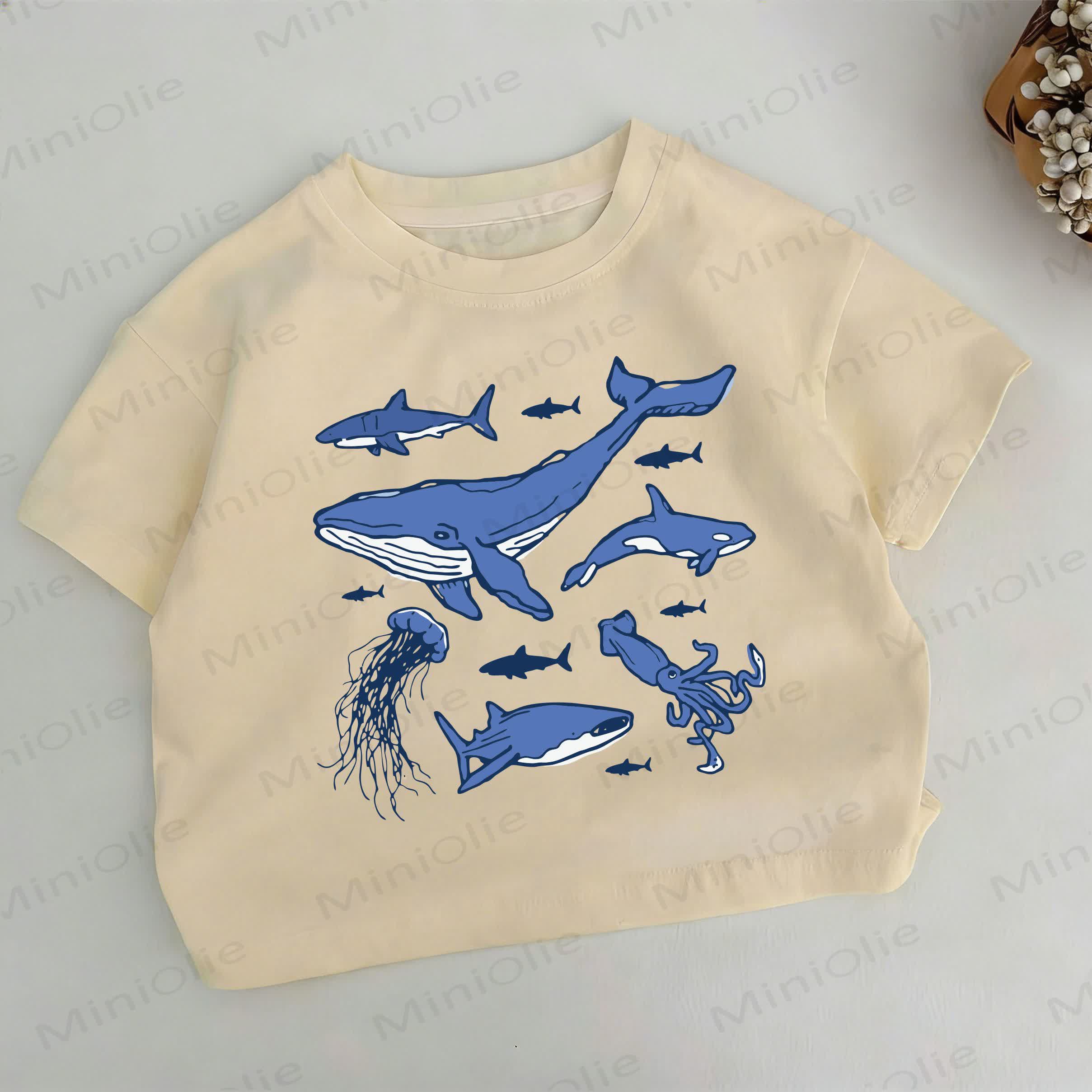 幼児用クジラ柄ホワイトTシャツ - 白 - 6～7歳 - image 1