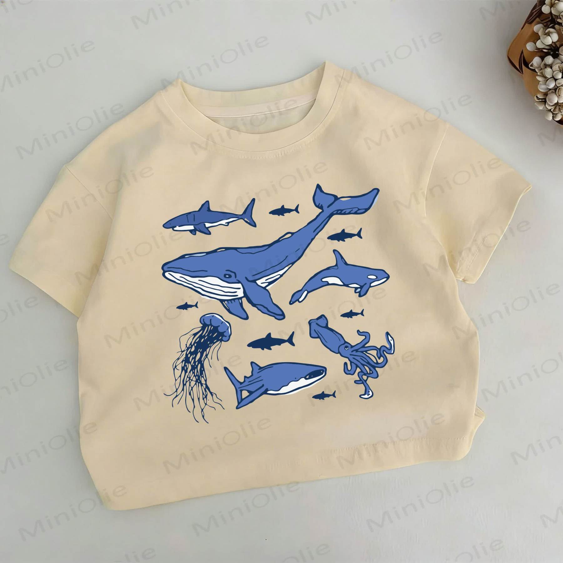 幼児用クジラ柄ホワイトTシャツ - 白 - 6～7歳 - image 1