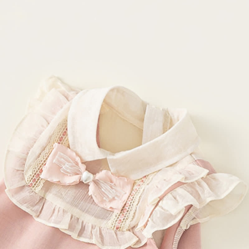 幼児用ピンクのリボン付きノースリーブエレガントドレス - image 6