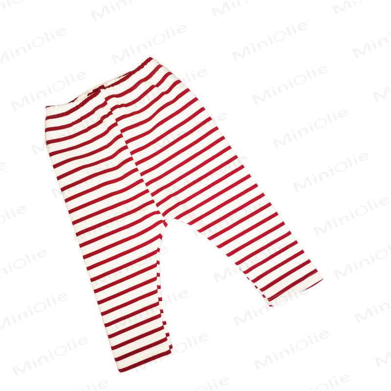 ベビーフリース裏地ストライプレギンス - 赤 - 2～3歳 - image 3