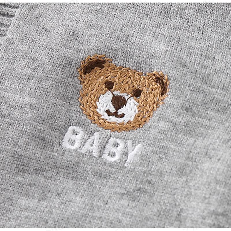 男の子用クマ柄ニットロンパース - image 4