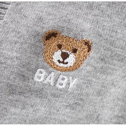 男の子用クマ柄ニットロンパース - image 4
