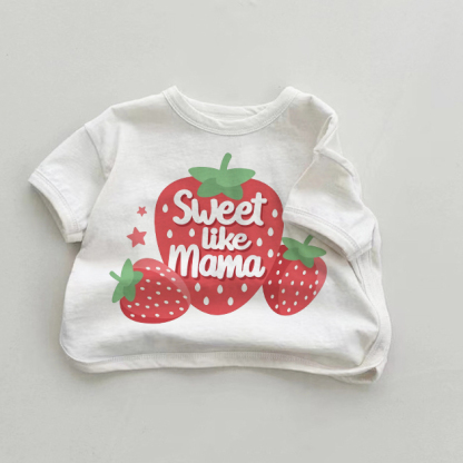 SWEET LIKE MAMAベビーストロベリーホワイトTシャツ - 白 - 18～24ヶ月 - image 1