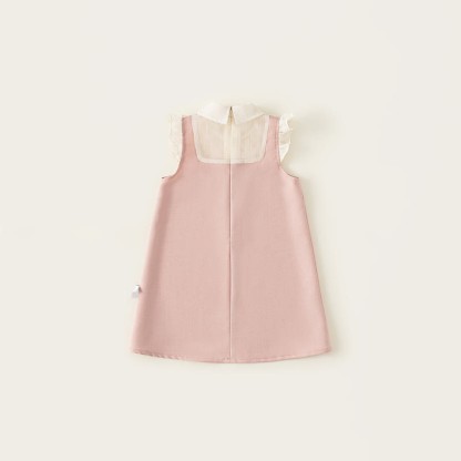 幼児用ピンクのリボン付きノースリーブエレガントドレス - image 4