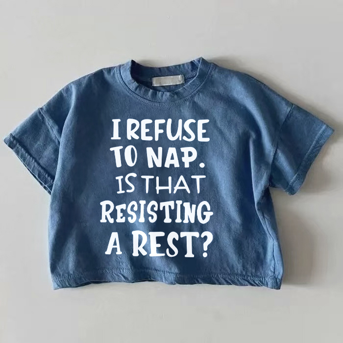 昼寝は拒否します。それは休息を拒否していることになるのでしょうか？ ベビーブルーのTシャツ - 青 - 18～24ヶ月 - image 1
