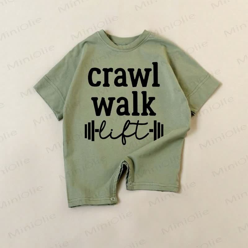 CRAWL WALK LIFTベビーグリーン バーベルプリント ロンパース - 緑 - 18～24ヶ月 - image 1