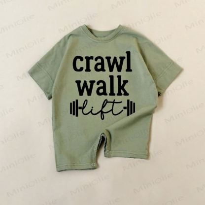 CRAWL WALK LIFTベビーグリーン バーベルプリント ロンパース - 緑 - 18～24ヶ月 - image 1