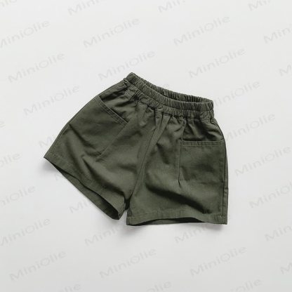 幼児用夏物コットン無地ショートパンツ - 緑 - 6～7歳 - image 5