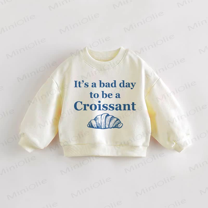 IT'S A BAD DAY TO BE A CROISSANT幼児用クリームスウェットシャツ - クリーム - 3～5歳 - image 1