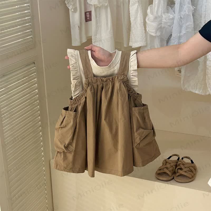 幼児用女の子用フリルタンクトップとDressセット - ブラウンセット - 10歳 - image 5