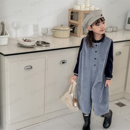 ベビー幼児用コード無地オーバーオール - image 4