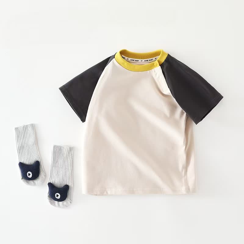 ベビー・幼児用ショルダーボタン付きラグランTシャツ - 黒 - 4～5歳 - image 3