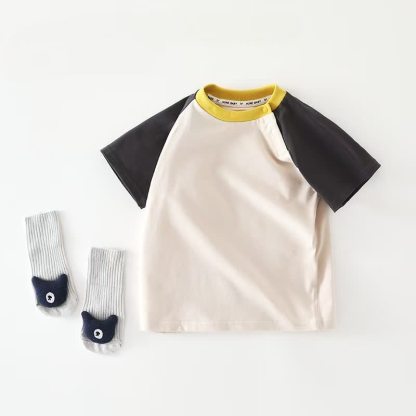 ベビー・幼児用ショルダーボタン付きラグランTシャツ - 黒 - 4～5歳 - image 3