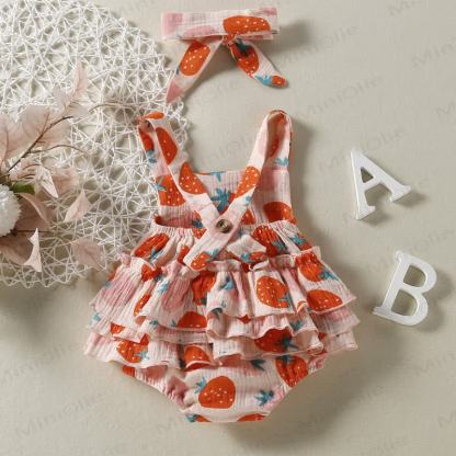 ベビー ストロベリー ストラップ ボディスーツ（ヘッドバンド付き） - image 2