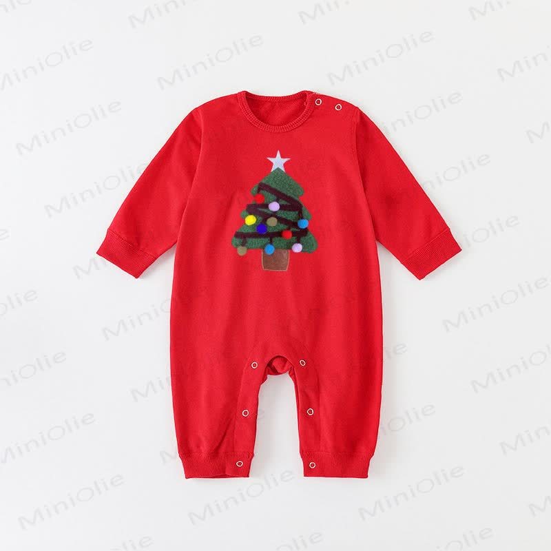 ファミリーお揃いのクリスマスツリースウェットシャツ - 赤 - ロンパース：18～24M - image 4