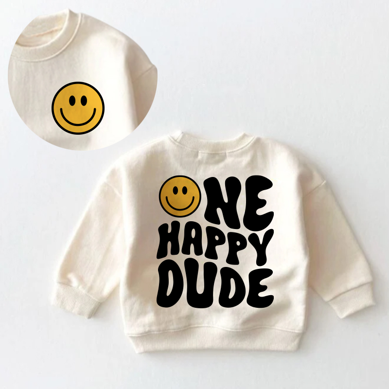 ONE HAPPY DUDE幼児用笑顔スウェットシャツ - クリーム - 3～5歳 - image 1