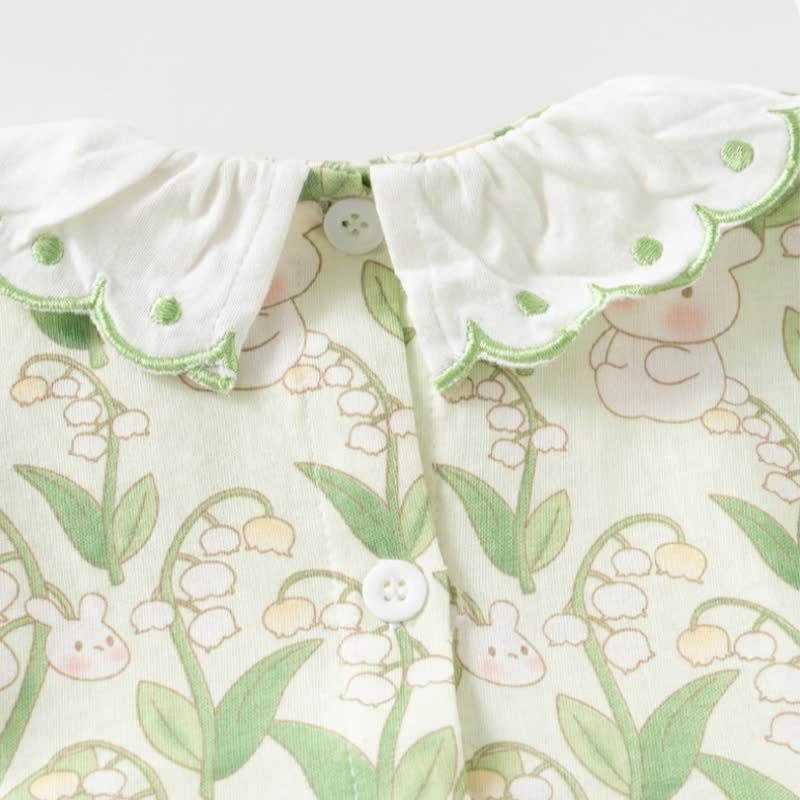 幼児用女の子向けうさぎと花柄のサマーDress - image 7