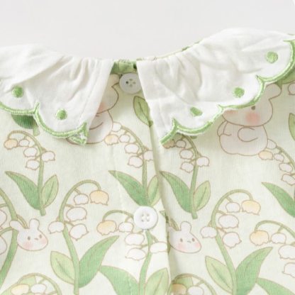 幼児用女の子向けうさぎと花柄のサマーDress - image 7