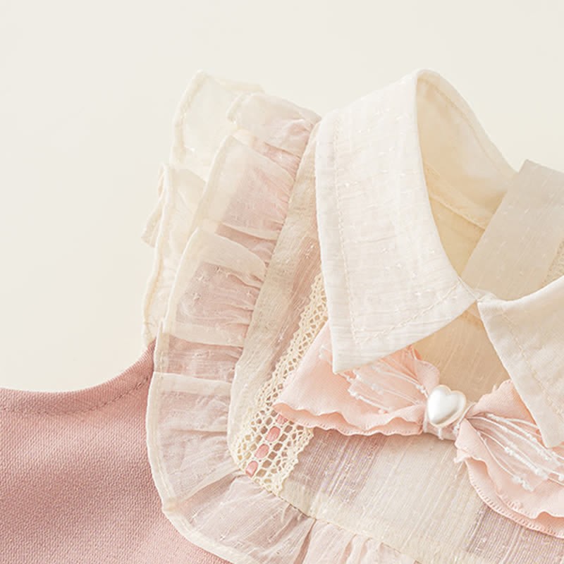 幼児用ピンクのリボン付きノースリーブエレガントドレス - image 8