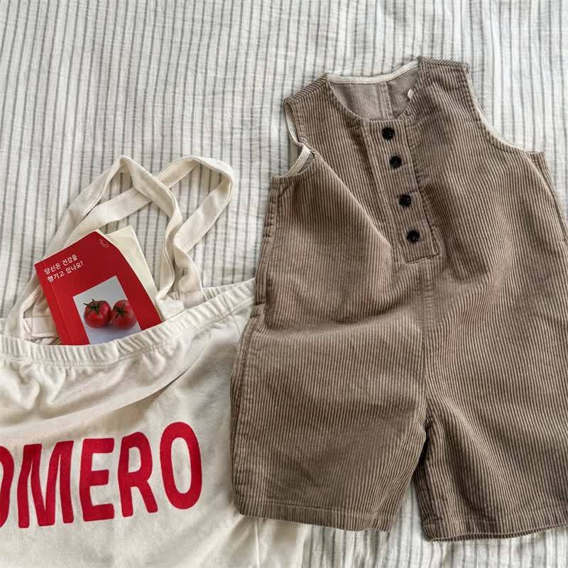 ベビー幼児用コード無地オーバーオール - コーヒー - 8歳 - image 5