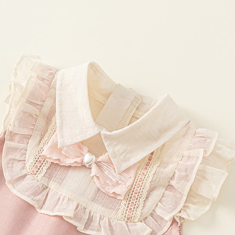 幼児用ピンクのリボン付きノースリーブエレガントドレス - image 5