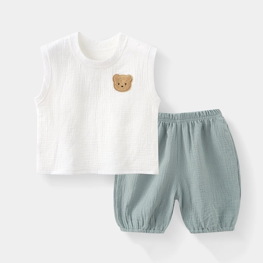 ベビー幼児用クマ柄ノースリーブセット - 緑 - 4～5歳 - image 4