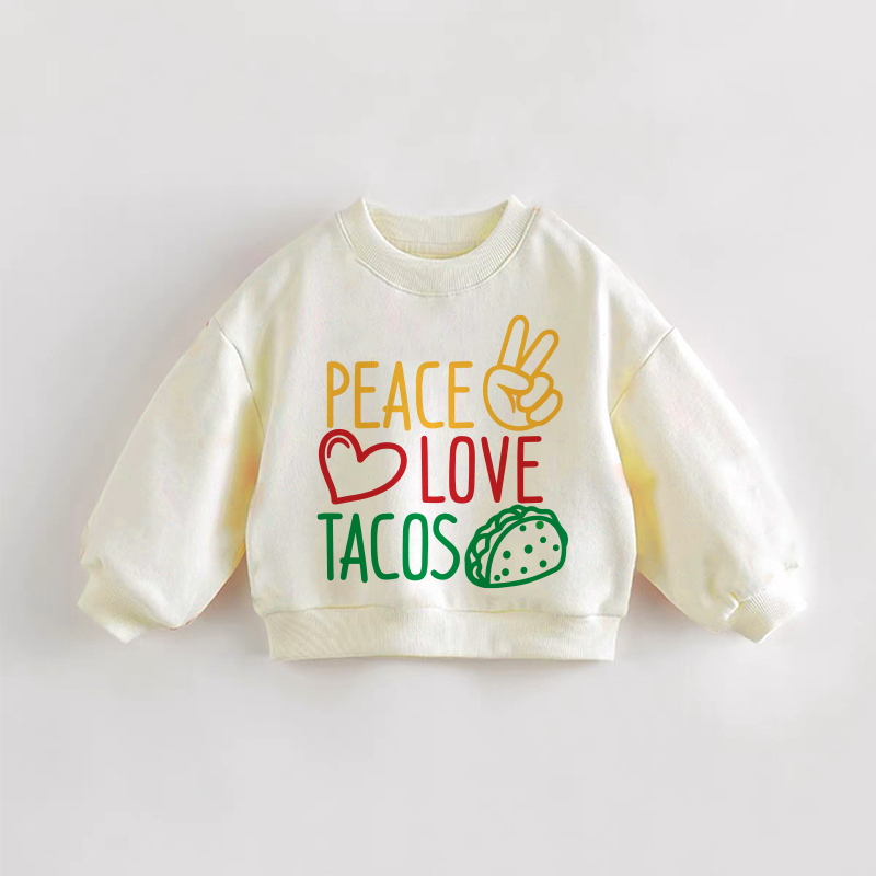 PEACE LOVE TACOS幼児用クリームスウェットシャツ - クリーム - 3～5歳 - image 1