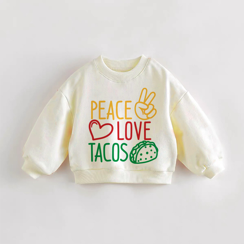 PEACE LOVE TACOS幼児用クリームスウェットシャツ - クリーム - 3～5歳 - image 1