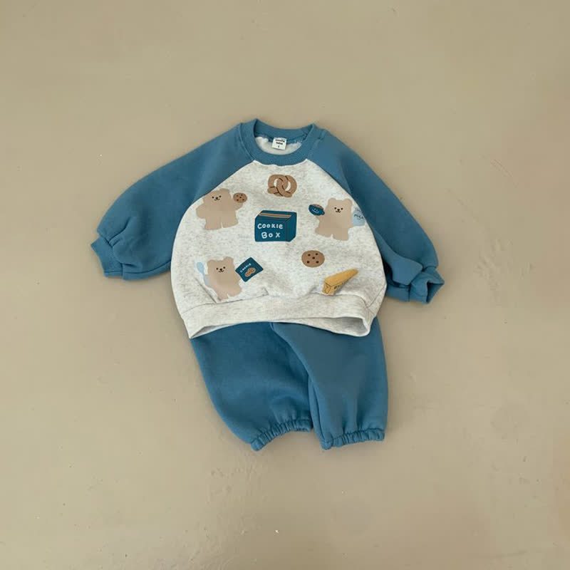 COOKIE BOX幼児用 ベア フリース裏地 2点セット - 青 - 8歳 - image 5