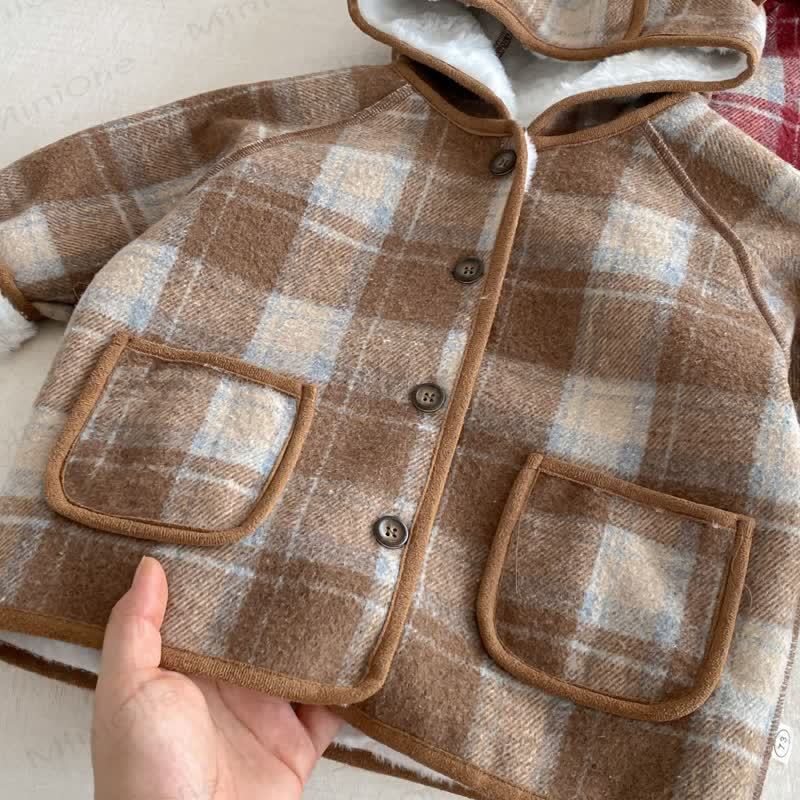 ベビー よちよち歩き 女の子 チェック柄 フーディー フリース アウターウェア - image 6