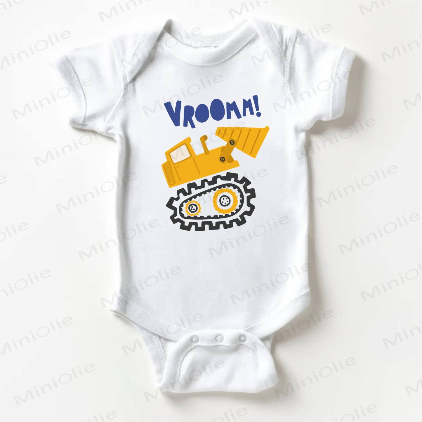 VROOMM!ベビー用ショベルカー柄ホワイトボディスーツ - 白 - 18～24ヶ月 - image 1