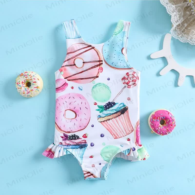 ベビー幼児用ドーナツワンピース水着 - 白 - 2～3歳 - image 1