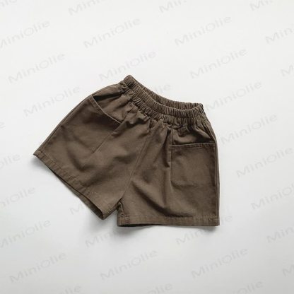 幼児用夏物コットン無地ショートパンツ - 茶色 - 6～7歳 - image 4