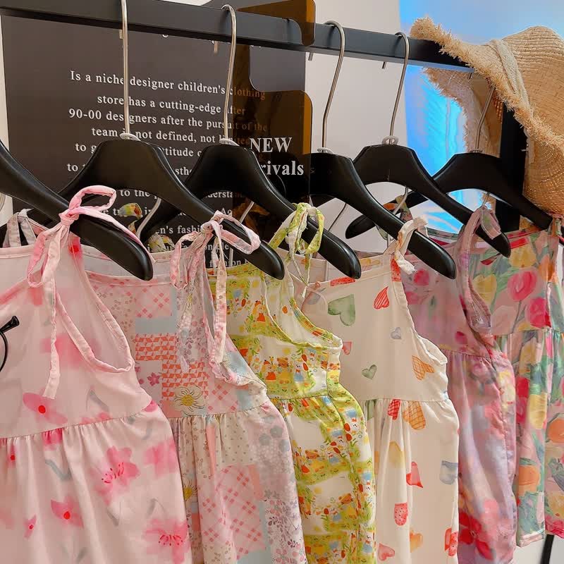 幼児用女の子向け花柄スパゲッティストラップDress - image 8