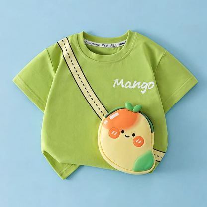 幼児用スマイリーフルーツ3DクロスボディバッグTシャツ - 緑 - 8-9T - image 4