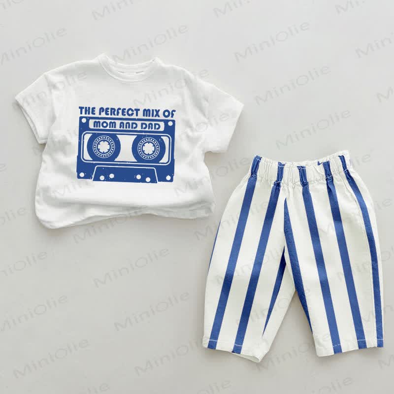 THE PERFECT MIX OF MOM AND DAD！ベビー用マグネットテープ ブルー 縦縞 2枚セット - ホワイト＆ブルー - 2～3歳 - image 1