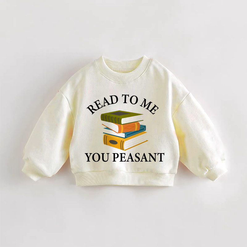 READ TO ME YOU PEASANT！赤ちゃん幼児向け絵本 クリーム色のスウェットシャツ - クリーム - 3～5歳 - image 1