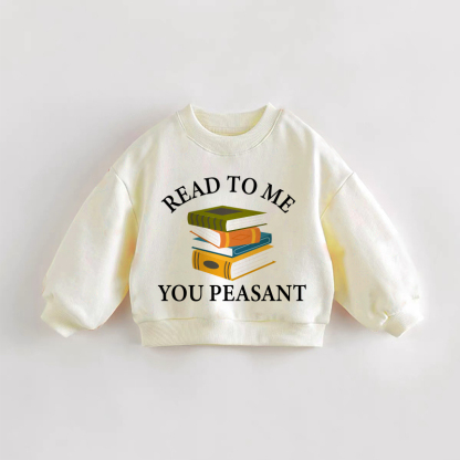 READ TO ME YOU PEASANT！赤ちゃん幼児向け絵本 クリーム色のスウェットシャツ - クリーム - 3～5歳 - image 1