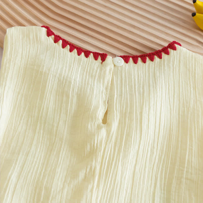 幼児用女の子向けキノコ刺繍入りノースリーブトップス＆ショートパンツ 2点セット - image 4