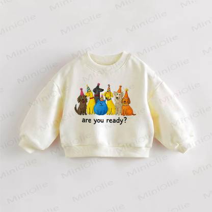 ARE YOU READY?赤ちゃん・幼児向け犬柄スローガン入りスウェットシャツ - クリーム - 3～5歳 - image 1
