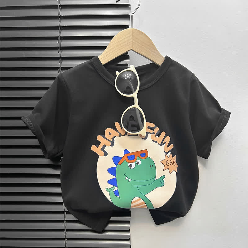 幼児用漫画柄ボックス型Tシャツ - 黒い恐竜 - 4～5歳 - image 15