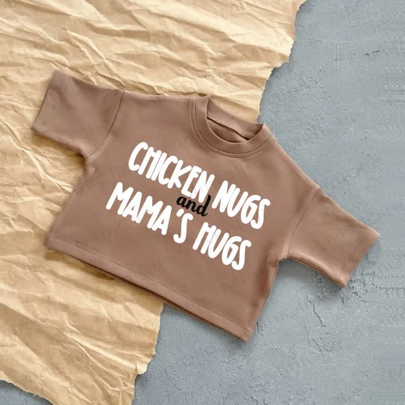 CHICKEN NUGS AND MAMA'S HUGSベビーサマーカジュアルTシャツ - 茶色 - 2～3歳 - image 3