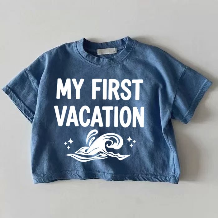 MY FIRST VACATIONベビーオーシャンブルーTシャツ - 青 - 18～24ヶ月 - image 1