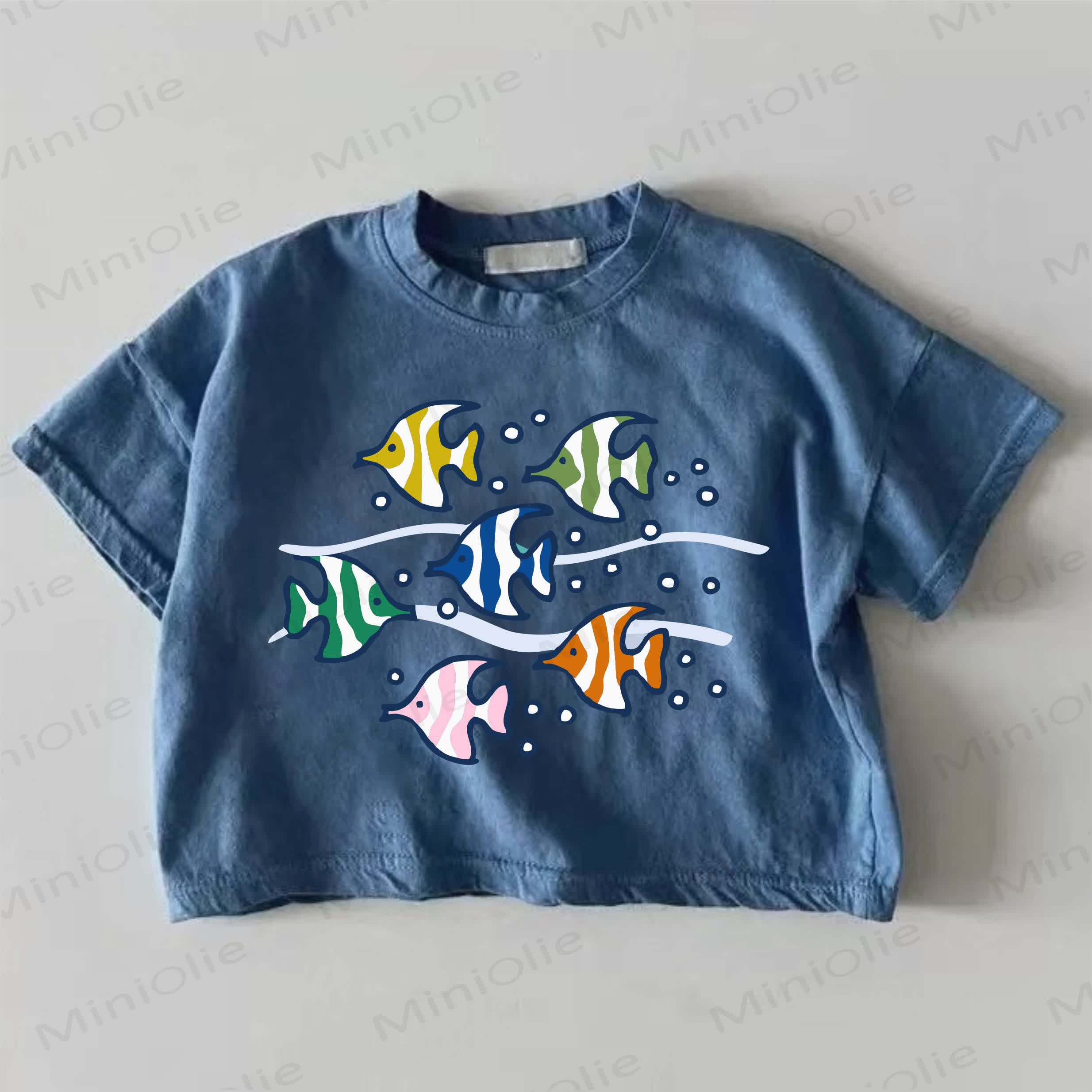 ベビーフィッシュプリントのブルーTシャツ - 青 - 18～24ヶ月 - image 1