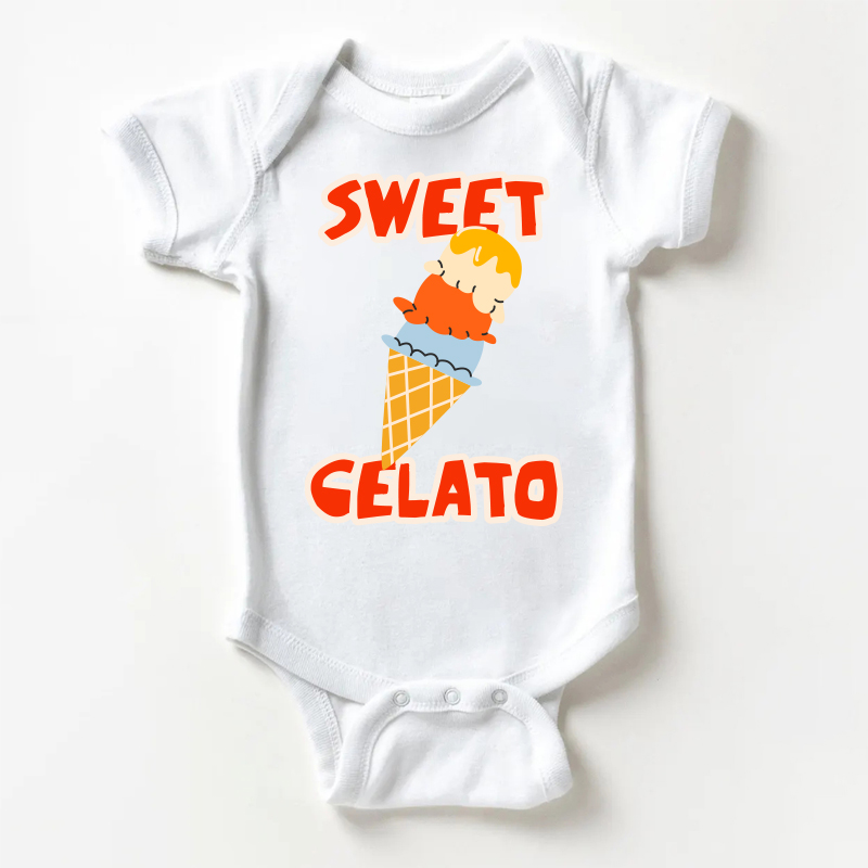SWEET GELATOベビー用スローガン入りホワイトボディスーツ - 白 - 18～24ヶ月 - image 1