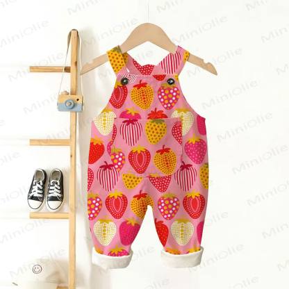 ベビー・幼児用 ピンクのイチゴ柄オーバーオール - ピンク - 3～5歳 - image 1