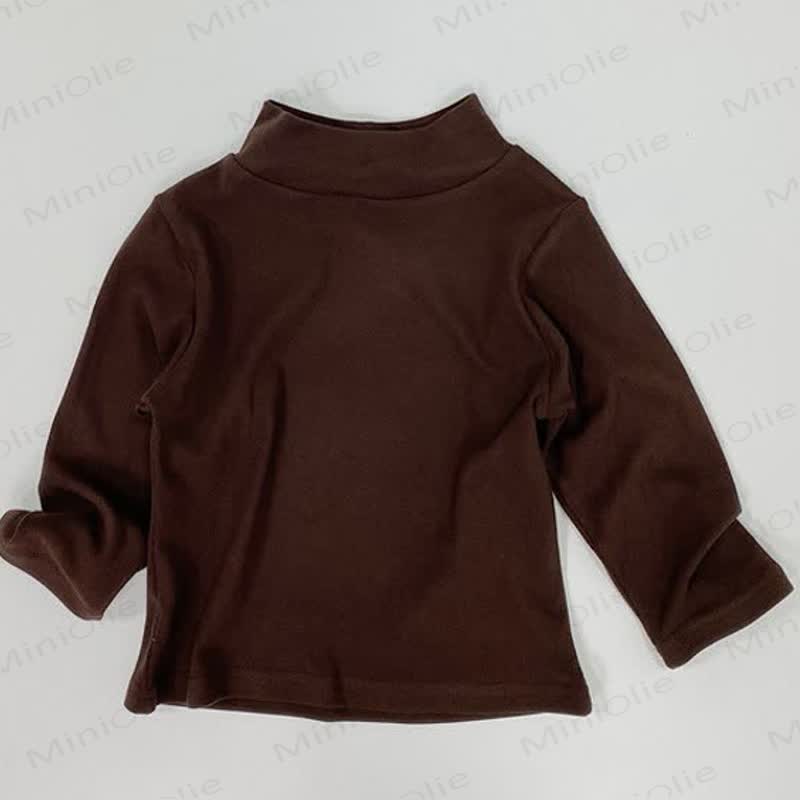 キッズ タートルネック 無地 Tシャツ - 茶色 - 8歳 - image 6