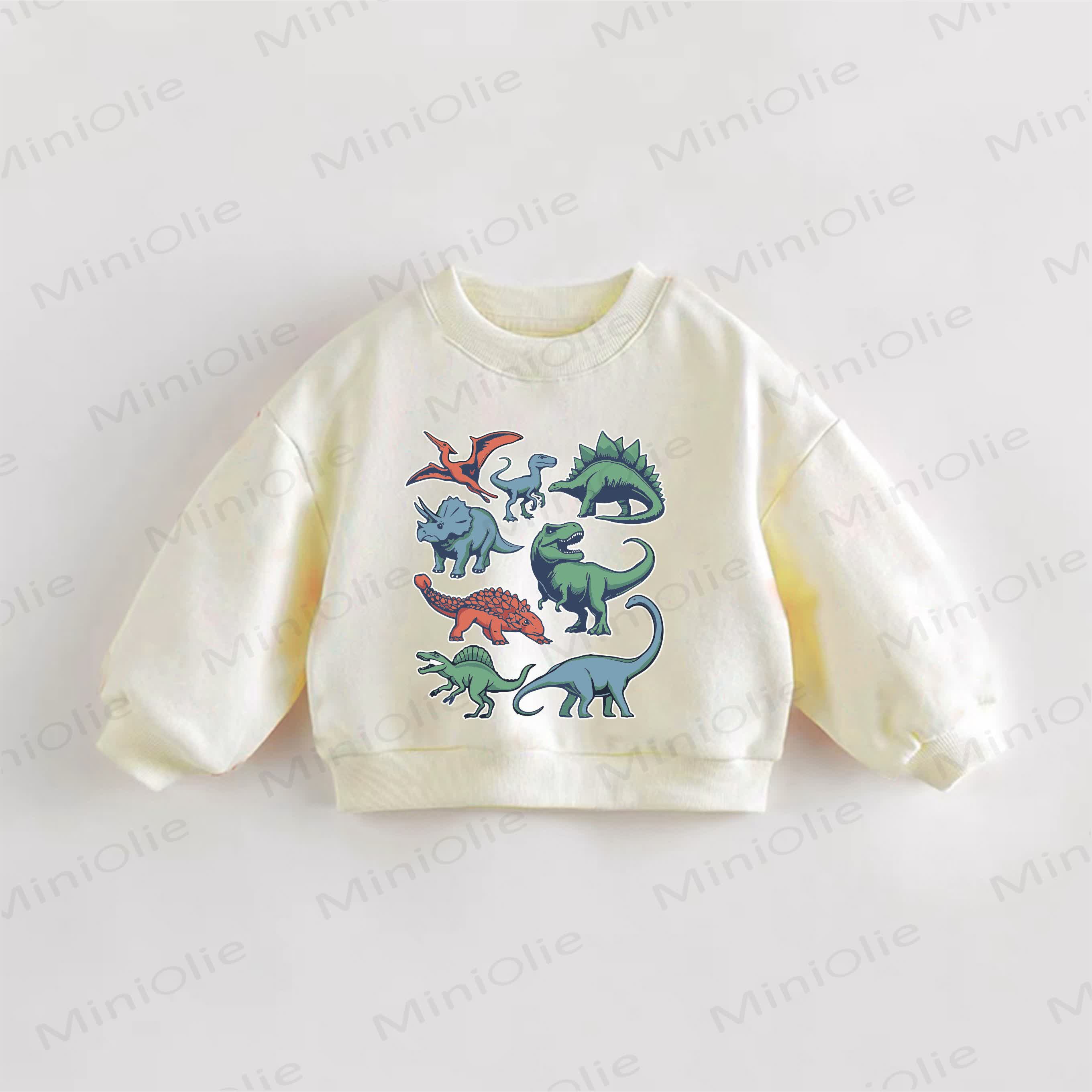 赤ちゃん・幼児用恐竜柄スウェットシャツ - クリーム - 3～5歳 - image 1