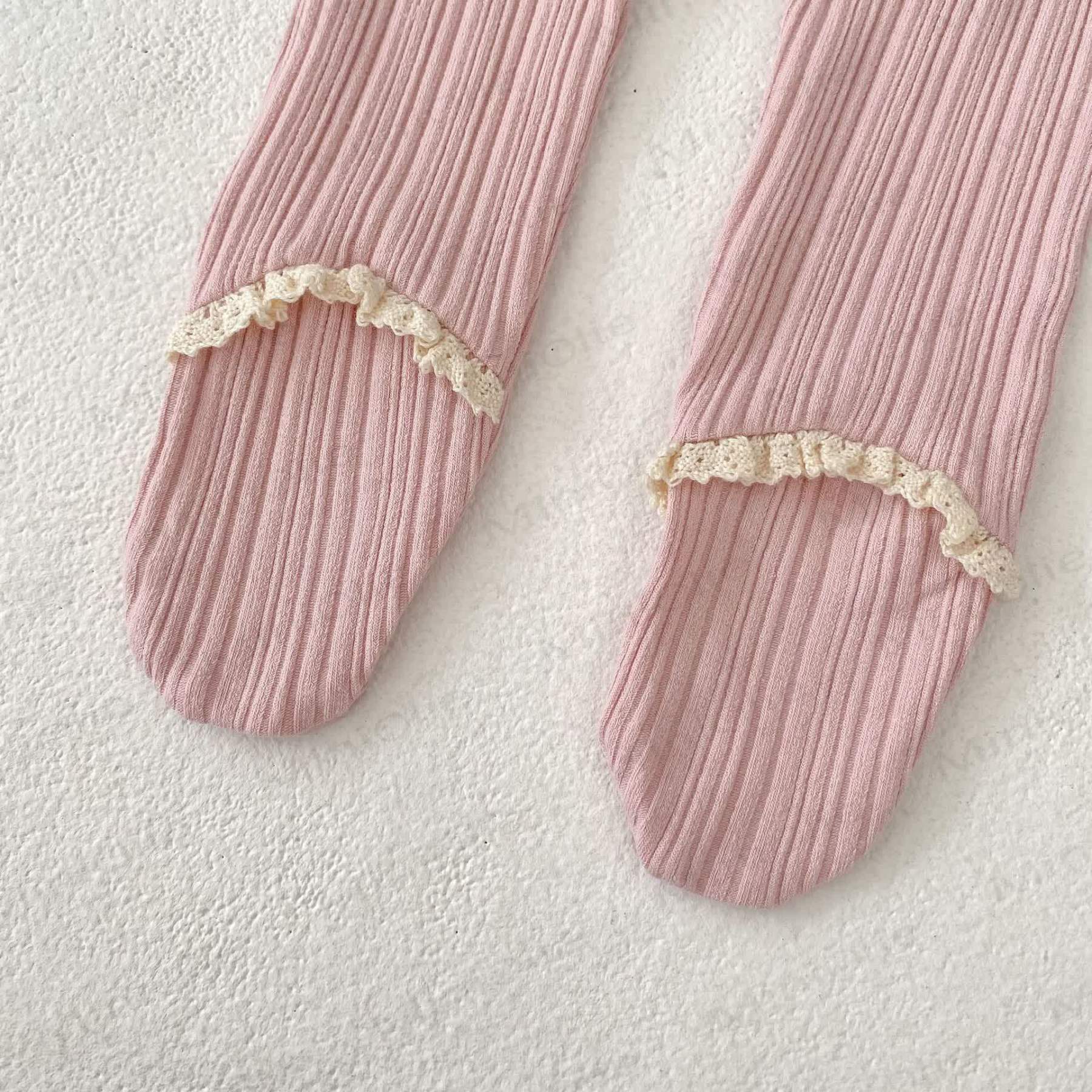 ベビー幼児女の子用無地レースリブレギンス - image 9